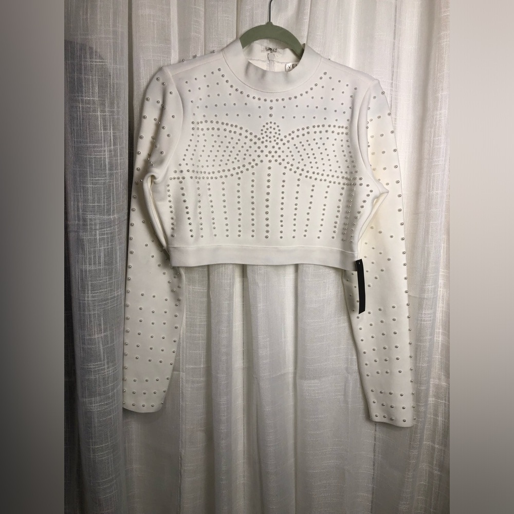 VENUS White Studded Crop Top. NWT size Large - Picture 5 of 16